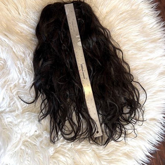 Clip on hair extensions long brown black beach waves bouncy curls or costume wig - Picture 6 of 12
